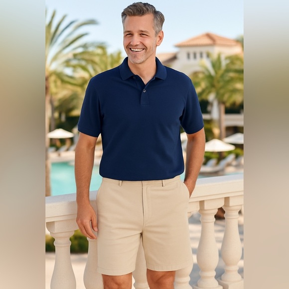 L.L. Bean Cream Flat Front Shorts with Timeless Appeal 38W - Picture 4 of 14